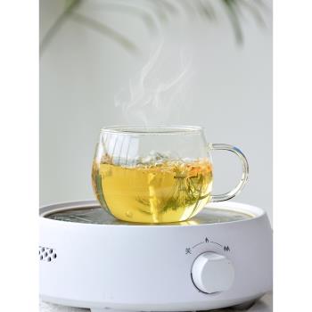 加厚圓趣杯高硼矽玻璃帶把手耐熱茶杯可加熱泡菊花精緻辦公室杯子