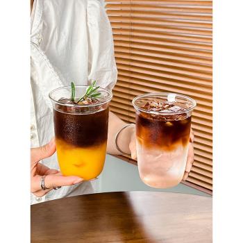 臻皿咖啡店耐高溫透明玻璃簡約水杯冰拿鐵咖啡杯飲品杯冷飲杯