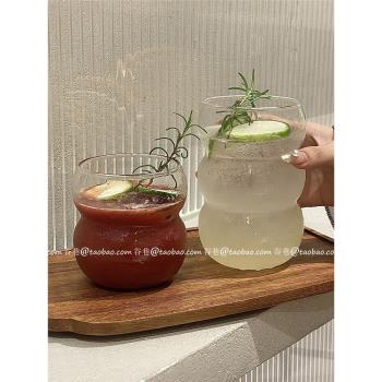 可愛創意胖胖大肚玻璃杯早餐牛奶杯氣泡水杯冰美式拿鐵咖啡杯耐熱