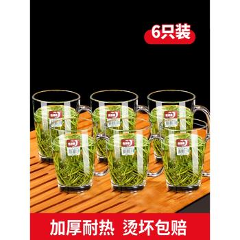 青蘋果玻璃杯家用喝水杯加厚耐熱泡茶水杯帶把手杯啤酒杯透明杯子