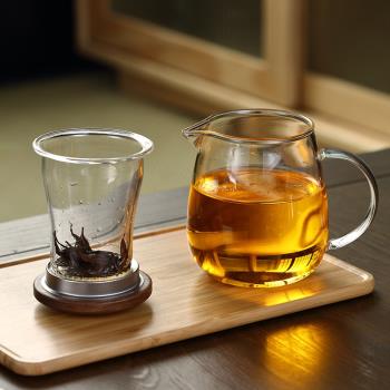 加厚玻璃泡茶杯茶水分離過濾杯家用辦公室三件杯鷹嘴紅茶杯沖茶器