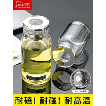 諾巖大肚玻璃杯2024新款男女泡茶水杯茶水分離大容量車載夏季茶杯