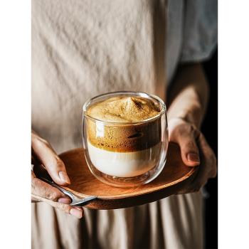 加厚透明咖啡杯雙層隔熱玻璃杯防燙水杯美式杯子精緻耐高溫拿鐵杯