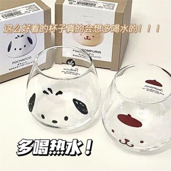 新款杯子ins高顏值三麗鷗卡通玻璃杯帕恰狗水杯飲料牛奶杯少女心