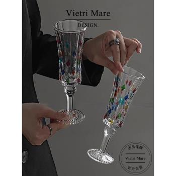 Vietri Mare玻璃杯法式鉆石浮雕香檳杯小眾酒杯高顏值杯子丨泰絲