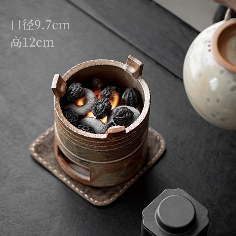 柴燒窯變煮茶炭爐家用圍爐煮茶器水泡茶小火橄欖碳爐中式煮茶壺|煮茶爐