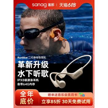 適用SONY索尼防水下游泳藍牙耳機不入耳骨傳導運動跑步帶內存mp3