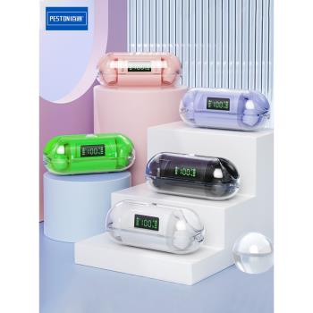 佰通條形TWS透明藍芽5.3耳機雙耳無線數顯入耳式立體聲運動充電倉