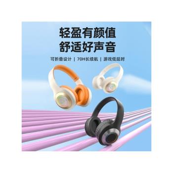 新品LED發光頭戴式無線藍牙耳機雙模遊戲低延遲插卡插線有線耳麥