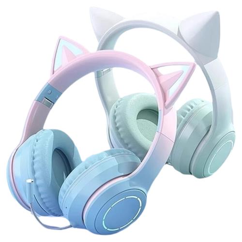 柏林之聲頭戴式貓耳朵耳機無線藍牙耳麥女生游戲電競降噪兒童帶麥