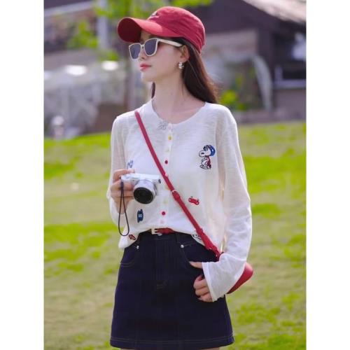 圓領冰絲長袖針織開衫女2025新款夏季薄款防曬罩衫減齡超好看上衣