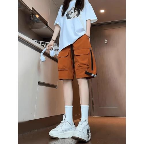 山系機能工裝五分短褲女男夏季外穿美式冰絲速干褲子男過膝六分褲