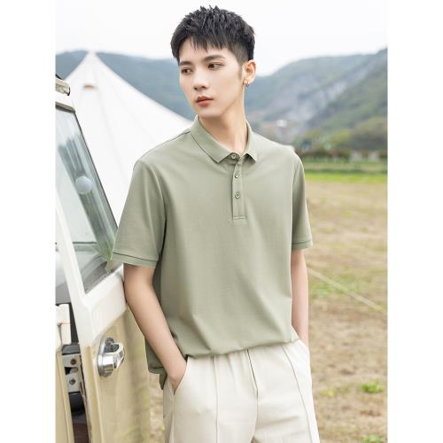 男士polo衫夏季純色簡約商務休閑t恤上衣半袖潮牌冰絲短袖體恤男T
