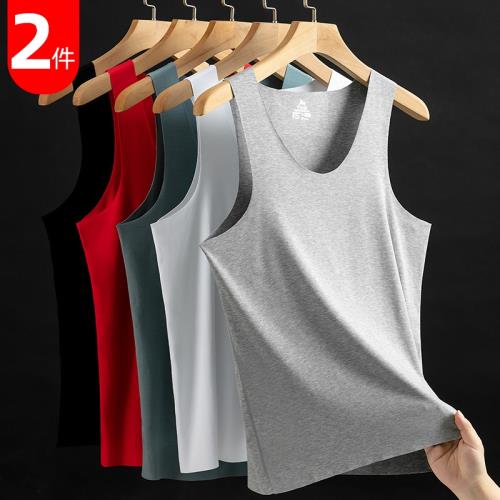 男士背心莫代爾冰絲無痕夏季薄款跨欄運動健身內穿睡衣打底棉坎肩