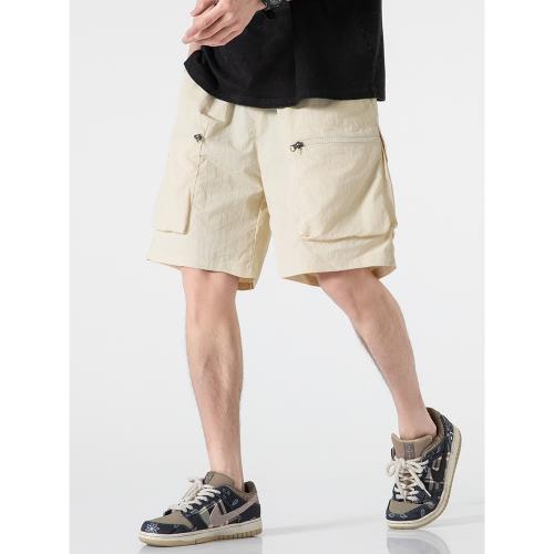 冰絲工裝短褲男夏季薄款寬松多口袋直筒休閑褲美式戶外速干五分褲