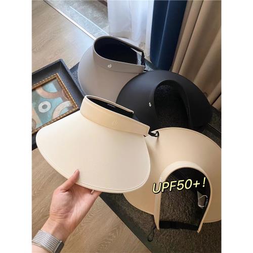 IN BLUE UPF50+！萊賽爾冰絲面料黑膠隔熱層大檐空頂防曬帽太陽帽