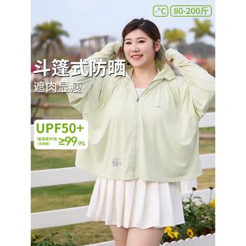 (免運)200斤大碼斗篷冰絲防曬衣女夏季胖mm200斤輕薄透氣防曬服披肩外套