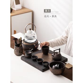 (免運)家用陶瓷功夫茶具套裝復古客廳辦公室粗陶茶盤茶壺茶杯泡茶器整套