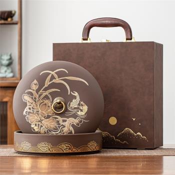 (免運)高檔茶餅禮盒空盒通用357克陶瓷紫砂醒茶罐福鼎白茶普洱茶收納盒