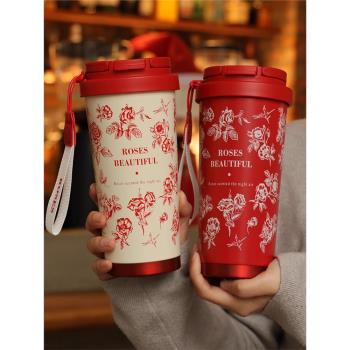 (免運)茶水分離保溫杯冬季男士雙飲口泡茶水杯女新款2024高顏值吸管杯子