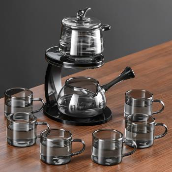 (免運)2025新款玻璃自動茶具套裝家用輕奢高檔茶杯旋轉茶壺懶人泡茶神器