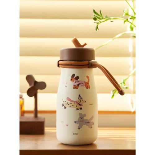 (免運)April 便攜水杯女生可愛高顏值保溫杯大容量杯子帶蓋316不銹鋼