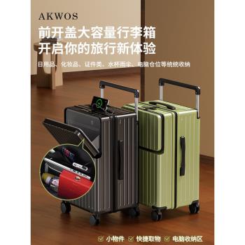 (免運)【新品】akwos2025新款行李箱20寸登機箱前開口旅行密碼箱大容量