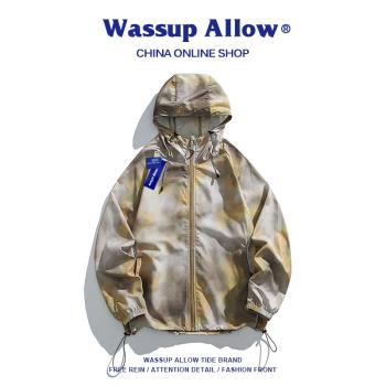 (免運)WASSUP ALLOW戶外扎染輕量冰絲防曬服夏季新款皮膚衣男連帽外套