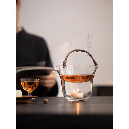 (免運)圭隱堂耐熱玻璃藤編公道杯家用公杯泡茶杯茶海烤茶暖茶溫茶器套裝