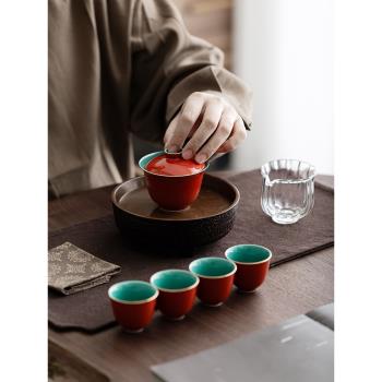 (免運)覓己故宮紅功夫茶具套裝家用陶瓷蓋碗茶杯喝茶泡茶器整套禮盒裝