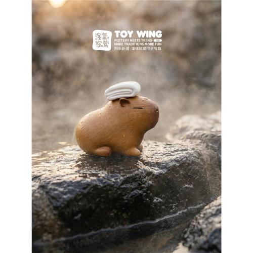 免運)泡澡卡皮巴拉紫砂茶寵情緒穩定擺件桌面治愈系可養包漿·淘氣夜鶯