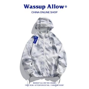 (免運)WASSUP ALLOW戶外運動輕量冰絲防曬服夏季扎染皮膚衣男連帽外套