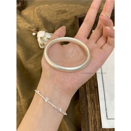 (免運)Yangui燕歸「心經般若」寬版古法足銀S999心經啞光古典風銀手鐲女