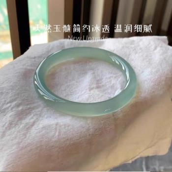 (免運)天然瑪瑙手鐲女冰種和田玉髓油青玉鐲子翡翠祖母綠冰透七夕送禮物