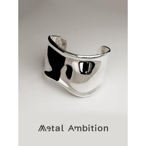 (免運)寬邊光面手鐲女高級感法式氣質輕奢小眾設計飾品復古時尚臂環夸張