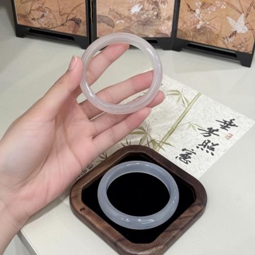 (免運)白月光手鐲女款玉髓冰種冰透石英巖玉國風新中式荔枝凍高級感鐲子