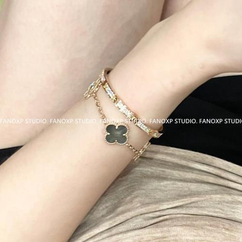 (免運)FANOXP STDIO love手鐲18k滿天星寬版手環窄版玫瑰金釘子手鐲輕奢