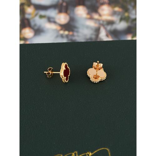 (免運)BTQ紅色純銀耳釘女2025年新款爆款輕奢高級感耳環飾本命年寶圖琪