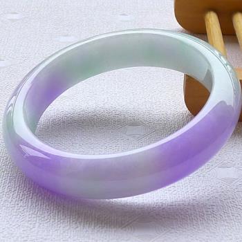 天然緬甸翡翠手鐲冰種紫色帶綠春彩正圈貴妃緬甸老坑翡翠玉鐲女款