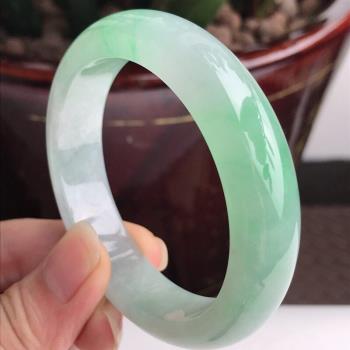 翡翠手鐲天然緬甸老坑翡翠玉手鐲正圈陽綠冰種玉鐲子玉石女款時尚