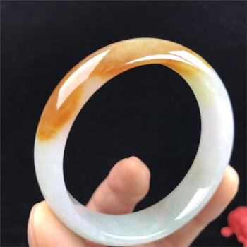 天然A貨緬甸翡翠手鐲糯冰種黃手鐲冰種黃翡手鐲冰糯種翡翠玉手鐲