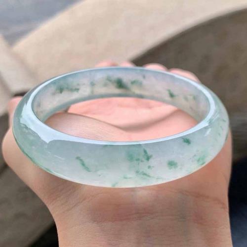 天然緬甸翡翠手鐲老坑a貨玉石冰種飄綠花正圈平安翡翠手鐲女送禮