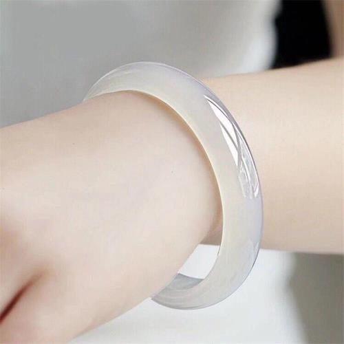 天然冰種瑪瑙鐲子冰種白玉髓手鐲瑪瑙手鐲女款寬通透潤澤送禮收藏