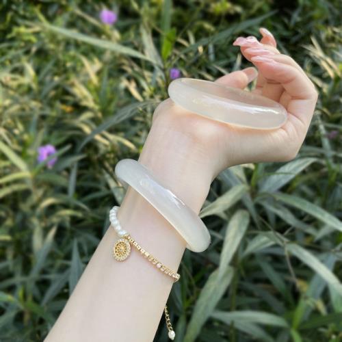 白月光荔枝凍瑪瑙手鐲女天然玉髓鐲子冰種玉鐲高冰翡翠玉手鐲女款