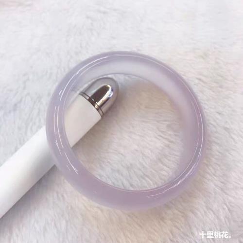 天然巴西紫玉髓紫羅蘭瑪瑙手鐲高冰少女款手鐲冰種紫玉髓鐲子送禮