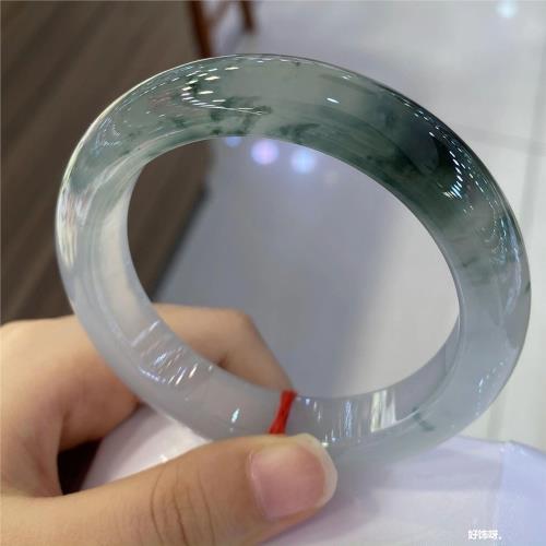 天然冰種翡翠玉手鐲冰飄花輕奢女款緬甸新款老坑種鐲子正圈520送