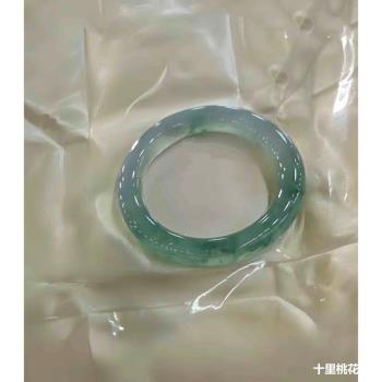 天然緬甸冰種翡翠玉手鐲正品女款玉石正圈圓條A貨飄花玉鐲子晴水