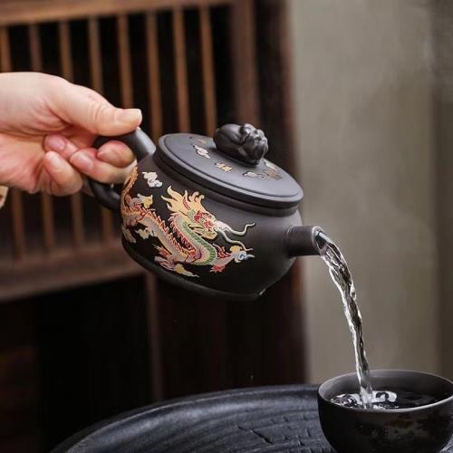 原礦紫陶紫砂壺鳳鳴壺龍鳳變色茶壺單壺西施壺功夫茶具家用泡茶壺|茶具