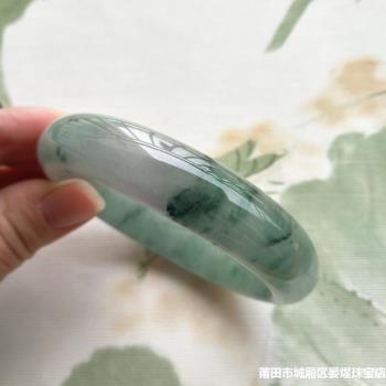 緬甸翡翠手鐲女老坑冰糯種女氣質飄花鐲子翡翠玉手鐲手飾女款玉鐲
