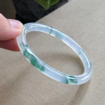 叮當鐲玉手鐲女冰種飄花翡翠手鐲細款翡翠玉鐲女款少女細圓條玉鐲